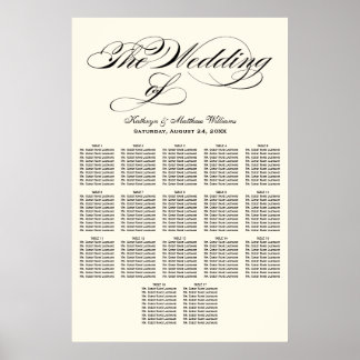 Wedding Seating Chart Poster | Black Calligraphy