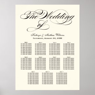 Wedding Seating Chart Poster | Black Calligraphy