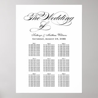 Wedding Seating Chart Poster | Black Calligraphy