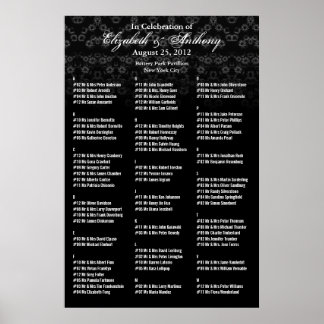 Wedding Seating Chart Poster Black Floral