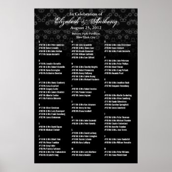 Wedding Seating Chart Poster Black Floral by pixibition at Zazzle