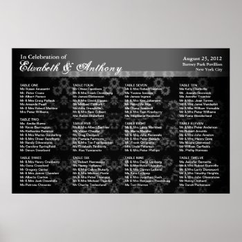 Wedding Seating Chart Poster Black Vintage by pixibition at Zazzle