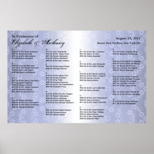Wedding Seating Chart Poster Blue Floral