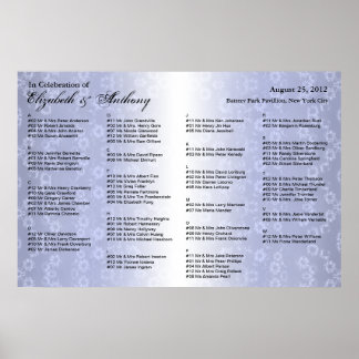 Wedding Seating Chart Poster Blue Floral