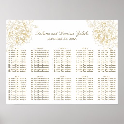 Wedding Seating Chart Poster | Floral Peony Design | Zazzle.com