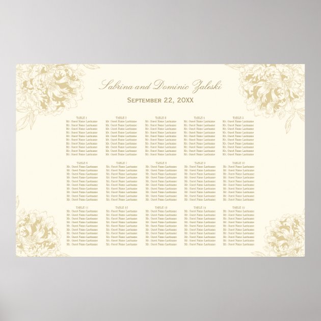 Wedding Seating Chart Poster | Floral Peony Design