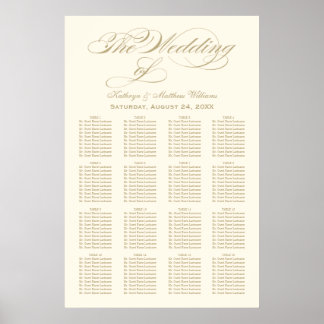 Wedding Seating Chart Poster | Gold Calligraphy