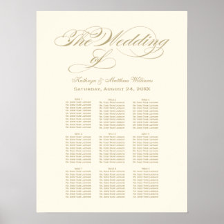 Wedding Seating Chart Poster | Gold Calligraphy