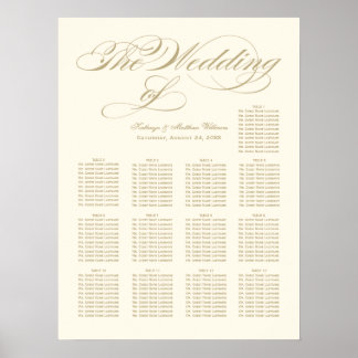 Wedding Seating Chart Poster | Gold Calligraphy