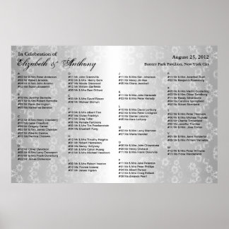 Wedding Seating Chart Poster Gray Floral