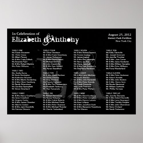 Wedding Seating Chart Poster Monogram Black 2