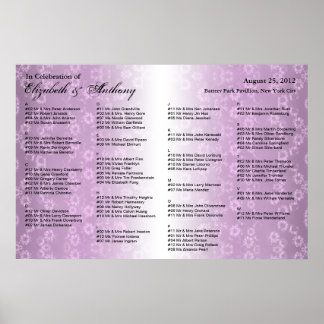 Wedding Seating Chart Poster Purple Floral