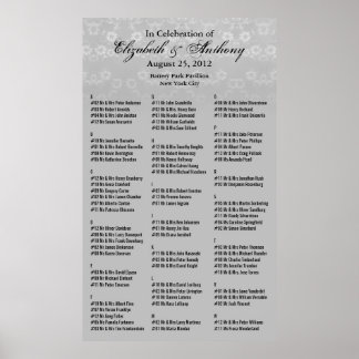 Wedding Seating Chart Poster White Floral 36x60