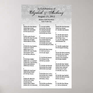 Wedding Seating Chart Poster White Floral 36x60