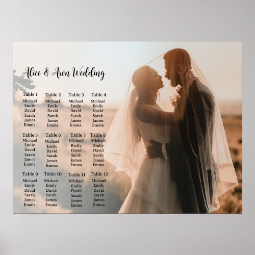 Wedding seating chart poster with photo