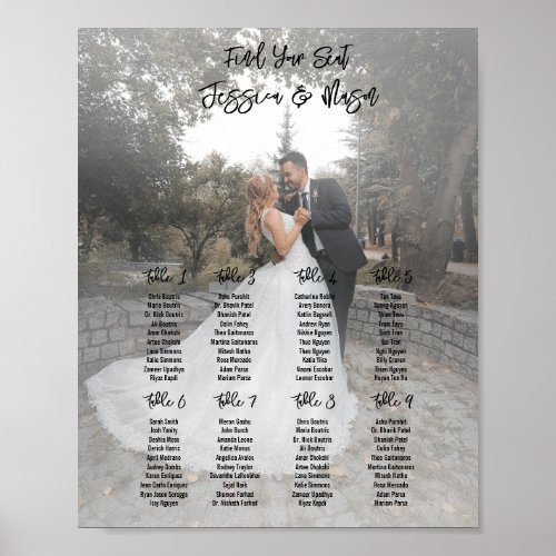 Wedding seating chart poster with photo