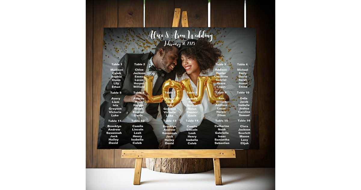 Wedding seating chart poster with photo Zazzle