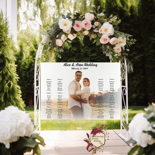 Wedding seating chart poster with photo