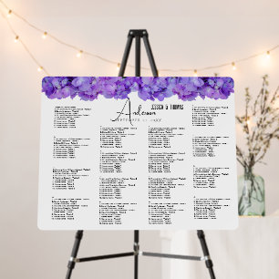 Wedding Seating Chart Purple Hydrangeas Foam Board