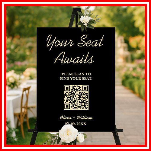 Wedding Seating Chart QR Code Butter Yellow Sign
