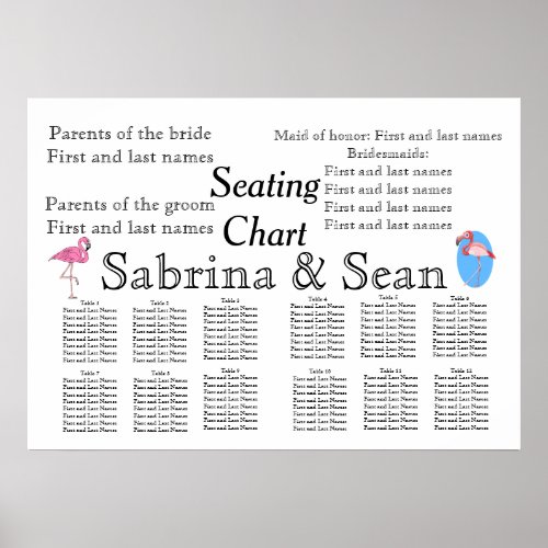 Wedding Seating Chart Romantic Custom Personalize