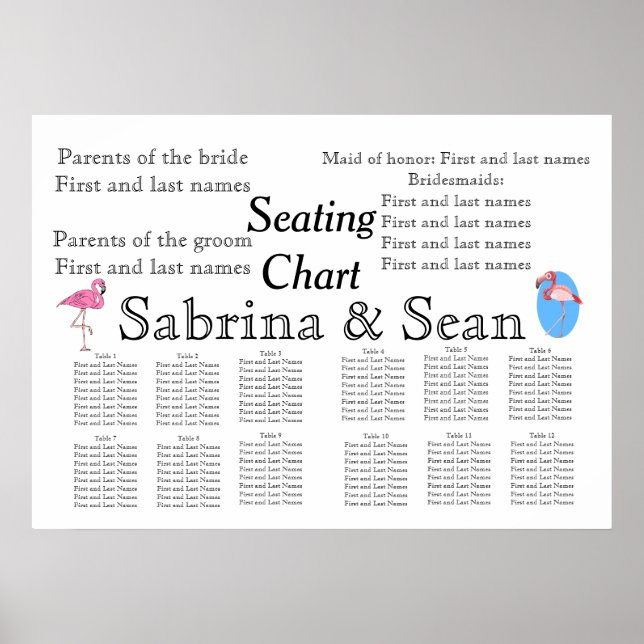 Wedding Seating Chart Romantic Custom Personalize (Front)