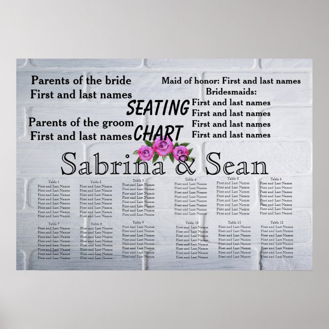 Wedding Seating Chart Romantic Destiny's Destiny (Front)