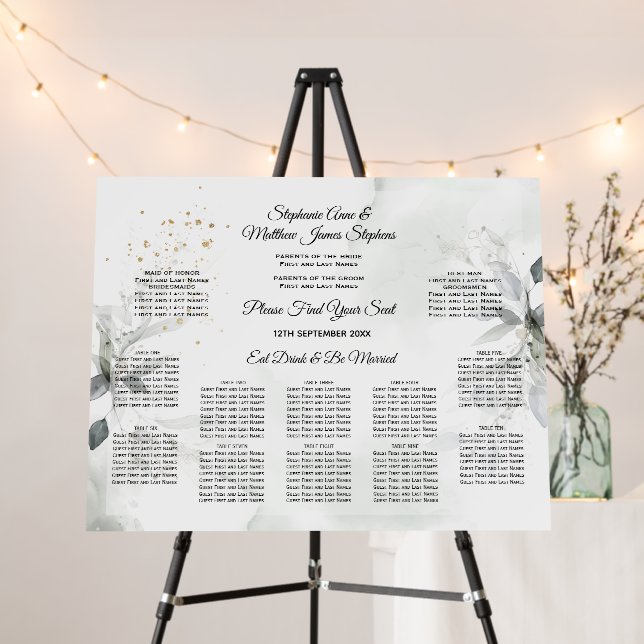 Wedding Seating Chart Rustic Dusty Green Foam Board (In Situ (Stand))
