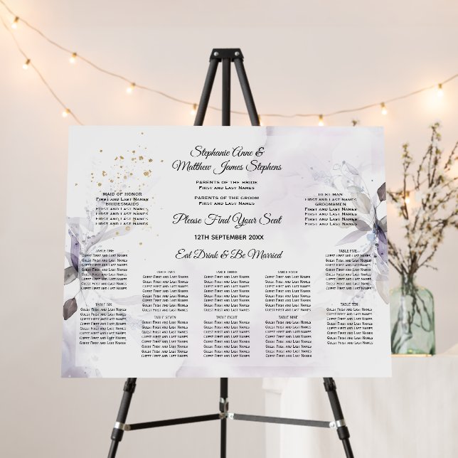 Wedding Seating Chart Rustic Dusty Plum Foam Board (In Situ (Stand))