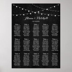Wedding Seating Chart, Rustic Lantern Wedding Poster