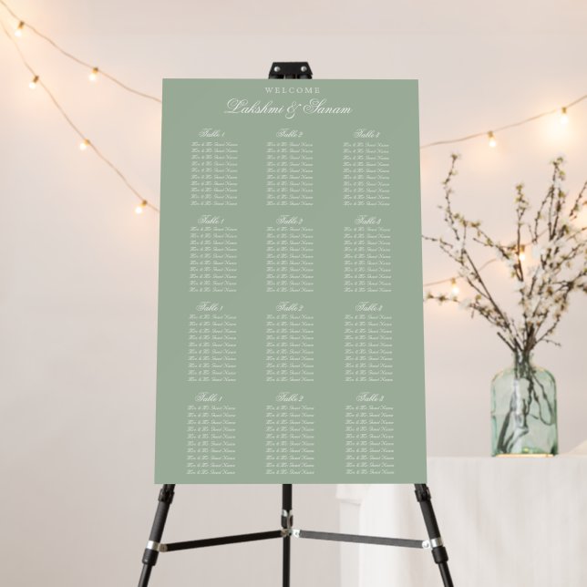 Wedding Seating Chart Sage Green Foam Board (In Situ (Stand))