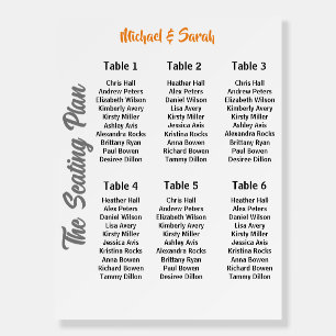 Wedding Seating Chart Sign 6 Tables