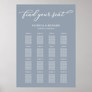 Wedding Seating Chart Sign Chic Dusty Blue