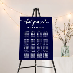 Wedding Seating Chart Sign Chic Navy Blue