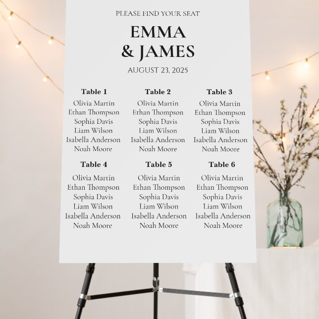 Wedding Seating Chart Sign – Custom Guest Names &  (In Situ (Stand))