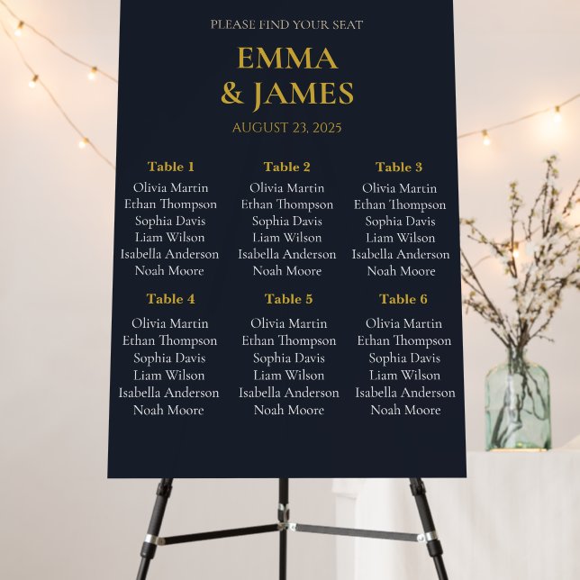 Wedding Seating Chart Sign – Custom Guest Names &  (In Situ (Stand))