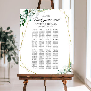 Wedding Seating Chart Sign Elegant Greenery