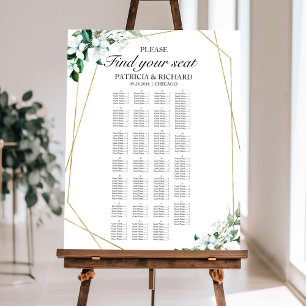 Wedding Seating Chart Sign Elegant Greenery