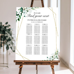 Wedding Seating Chart Sign Elegant Greenery
