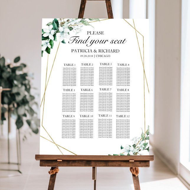 Wedding Seating Chart Sign Elegant Greenery (Creator Uploaded)