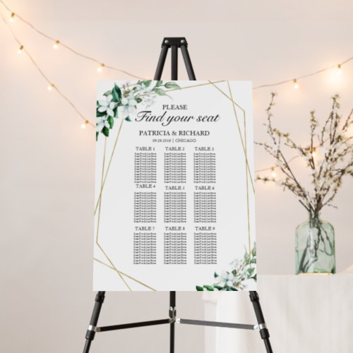 Wedding Seating Chart Sign Elegant Greenery