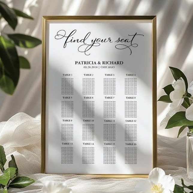 Wedding Seating Chart Sign Elegant Script (Creator Uploaded)