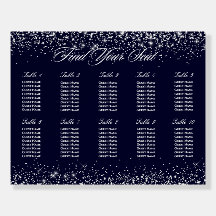 Wedding Seating Chart Sign - Navy Starry Night