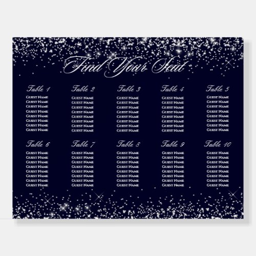 Wedding Seating Chart Sign _ Navy Starry Night