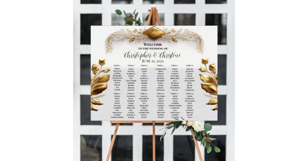 Wedding seating chart sign poster | Zazzle