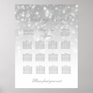 Wedding Seating Chart Silver Bokeh Sparkle Lights