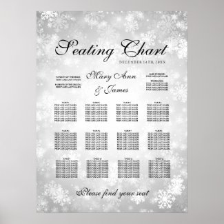Wedding Seating Chart Silver Winter Wonderland