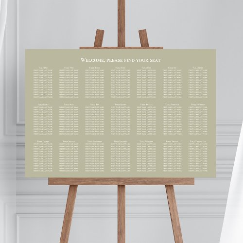 Wedding Seating Chart Simple Sage Green Foam Board