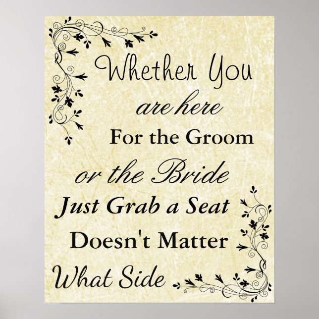 Wedding Seating Chart, Sit "wherever" Cream Poster (Front)