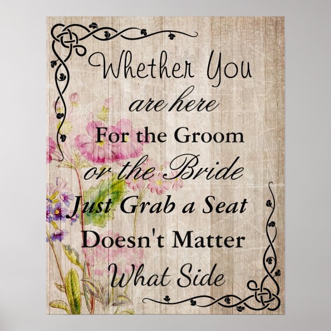 Wedding Seating Chart, Sit "wherever"  Poster (Front)